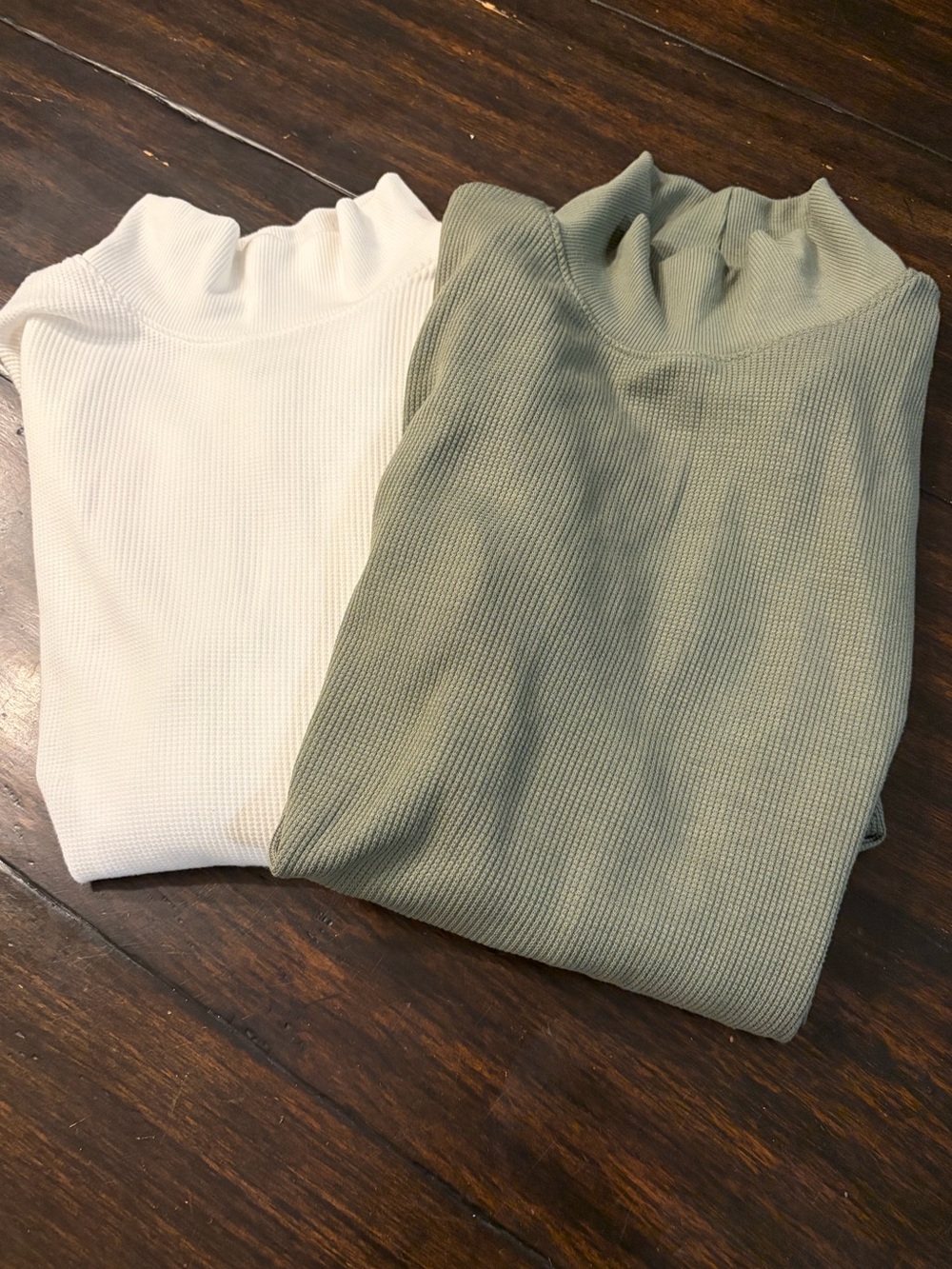 American Eagle Outfitters bundle of  White and Olive Ribbed Mock Neck Top-Large